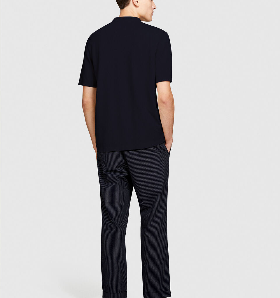 T-shirt in pique - men's short sleeve t-shirts - Dark Blue | Sisley image number 3